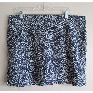 Rafaella Comfort Womens Skort Skirt XXL 2XL Navy Blue Floral Mesh Shorts
